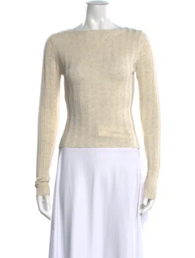 Pre-owned Dissh Bateau Neckline Long Sleeve Top In Neutral