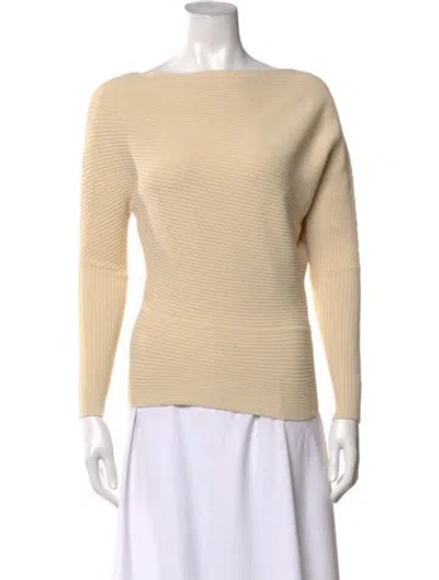 Pre-owned Dissh Bateau Neckline Long Sleeve Top In Neutral