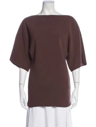 Pre-owned Dissh Bateau Neckline Short Sleeve Top In Brown