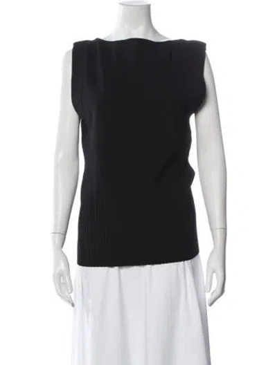 Pre-owned Dissh Bateau Neckline Sleeveless Top In Black