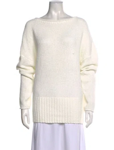 Pre-owned Dissh Bateau Neckline Sweater In White