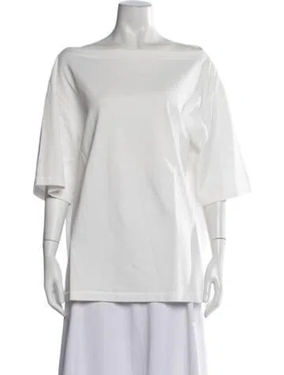 Pre-owned Dissh Bateau Neckline Three-quarter Sleeve T-shirt In Neutrals