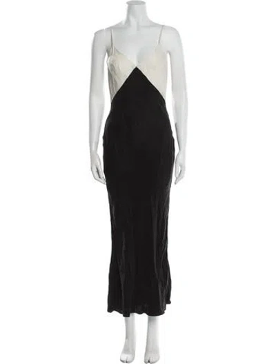Pre-owned Dissh Colorblock Pattern Long Dress In Black