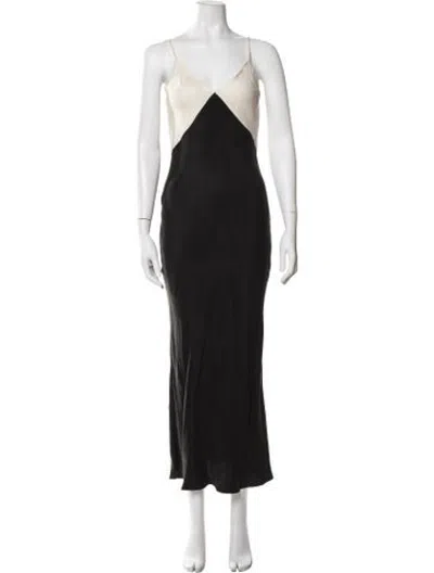 Pre-owned Dissh Colorblock Pattern Long Dress In Black