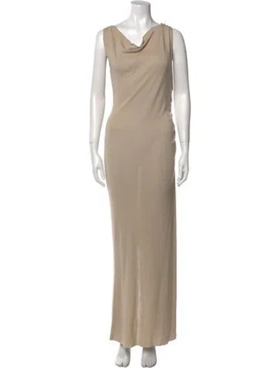 Pre-owned Dissh Cowl Neck Long Dress In Neutral