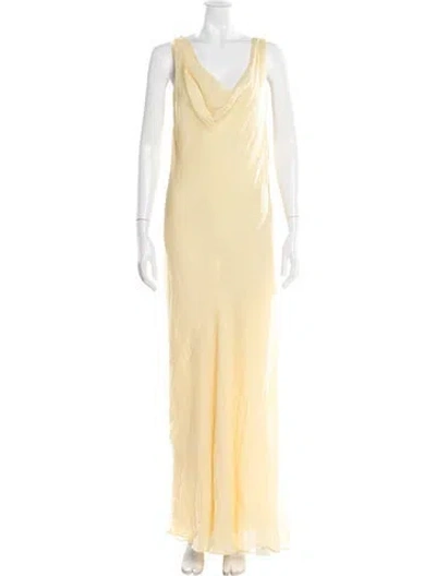 Pre-owned Dissh Cowl Neck Long Dress In Yellow