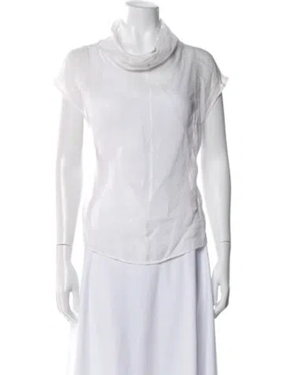 Pre-owned Dissh Cowl Neck Short Sleeve Top In White