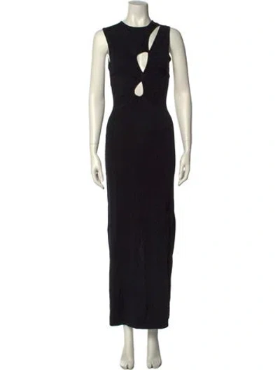 Pre-owned Dissh Crew Neck Long Dress In Black