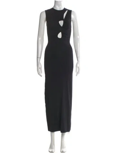 Pre-owned Dissh Crew Neck Long Dress In Black
