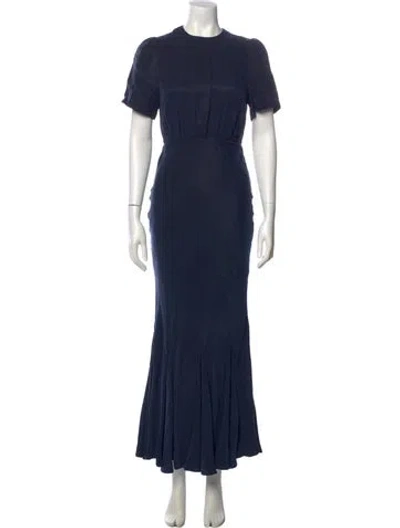 Pre-owned Dissh Crew Neck Long Dress In Blue