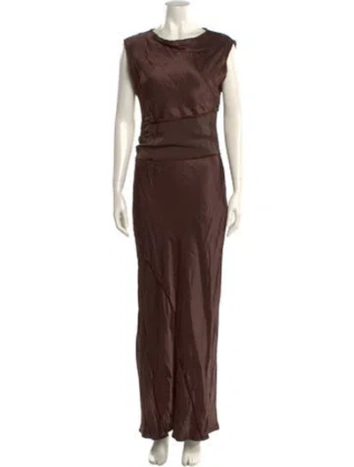 Pre-owned Dissh Crew Neck Long Dress In Brown