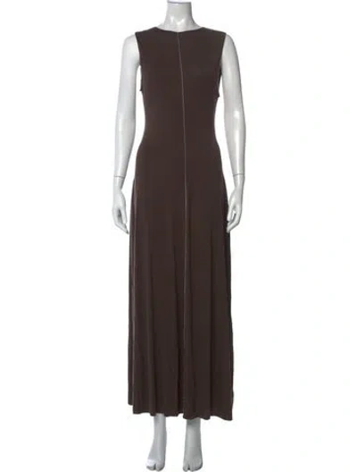 Pre-owned Dissh Crew Neck Long Dress In Brown