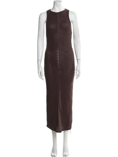 Pre-owned Dissh Crew Neck Long Dress In Brown