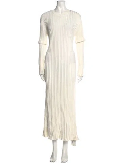 Pre-owned Dissh Crew Neck Long Dress In White