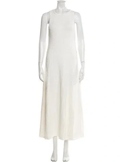 Pre-owned Dissh Crew Neck Long Dress In White