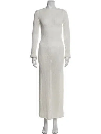 Pre-owned Dissh Crew Neck Long Dress In White