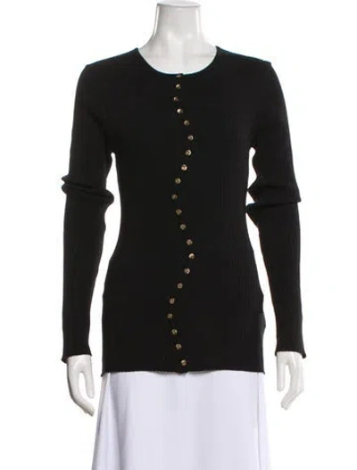 Pre-owned Dissh Crew Neck Long Sleeve Button-up Top In Black