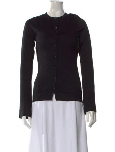 Pre-owned Dissh Crew Neck Long Sleeve Button-up Top In Black