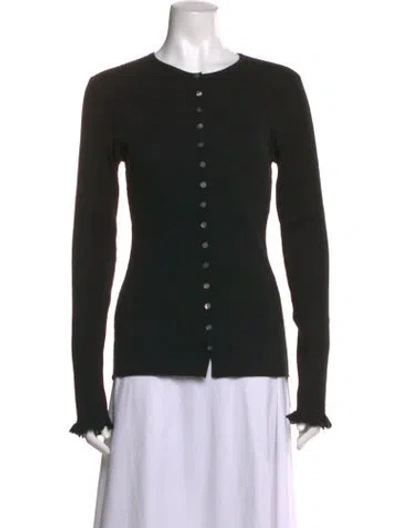 Pre-owned Dissh Crew Neck Long Sleeve Button-up Top In Black