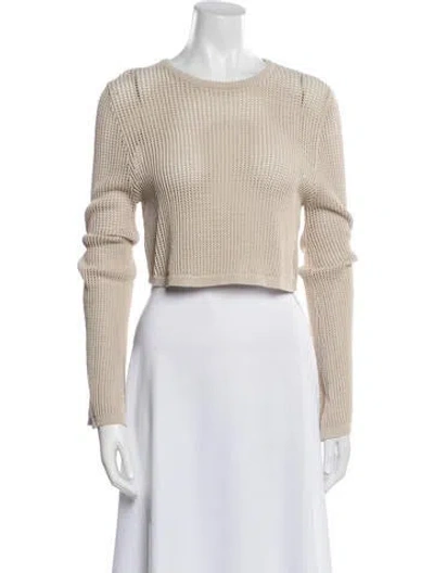 Pre-owned Dissh Crew Neck Long Sleeve Crop Top In Neutral