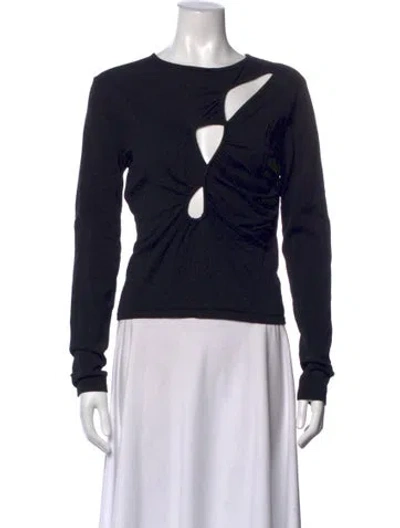 Pre-owned Dissh Crew Neck Long Sleeve Top In Black