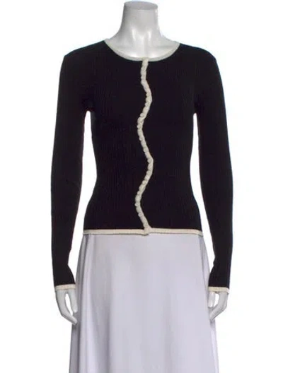Pre-owned Dissh Crew Neck Long Sleeve Top In Black