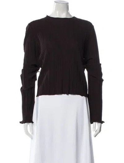 Pre-owned Dissh Crew Neck Long Sleeve Top In Brown