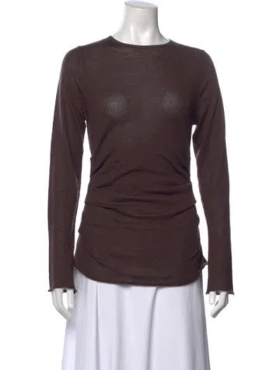 Pre-owned Dissh Crew Neck Long Sleeve Top In Brown