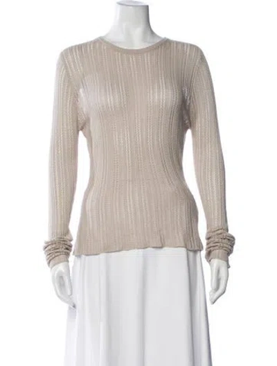Pre-owned Dissh Crew Neck Long Sleeve Top In Neutrals