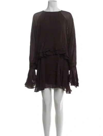 Pre-owned Dissh Crew Neck Mini Dress In Brown