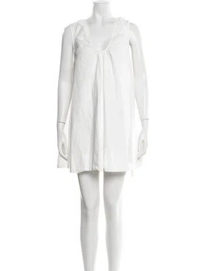 Pre-owned Dissh Crew Neck Mini Dress In White