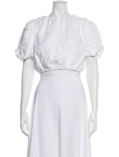 Pre-owned Dissh Crew Neck Short Sleeve Crop Top In White