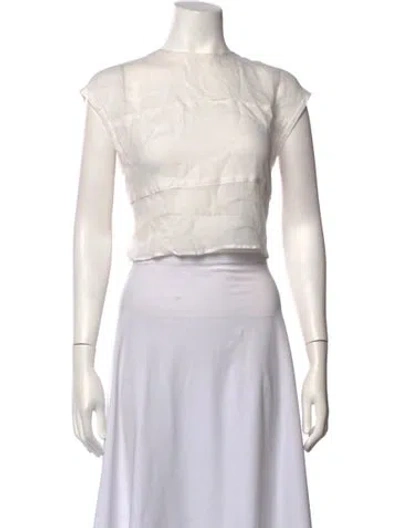 Pre-owned Dissh Crew Neck Short Sleeve Crop Top In White