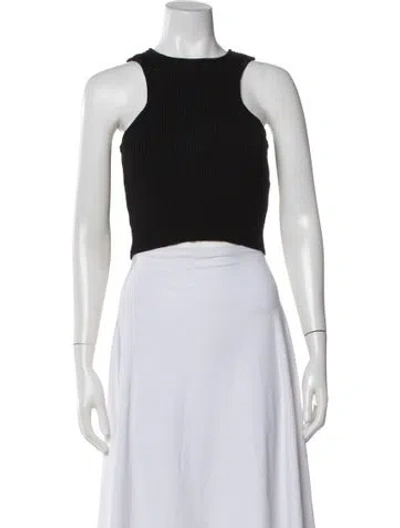 Pre-owned Dissh Crew Neck Sleeveless Crop Top In Black