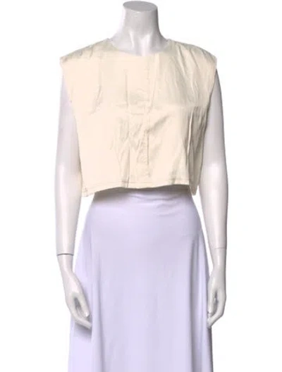 Pre-owned Dissh Crew Neck Sleeveless Crop Top In Neutral