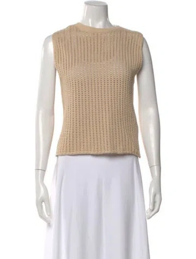 Pre-owned Dissh Crew Neck Sleeveless Top In Brown