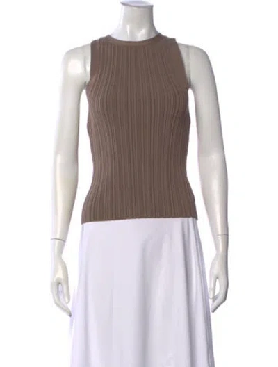 Pre-owned Dissh Crew Neck Sleeveless Top In Brown