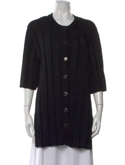 Pre-owned Dissh Crew Neck Three-quarter Sleeve Top In Black