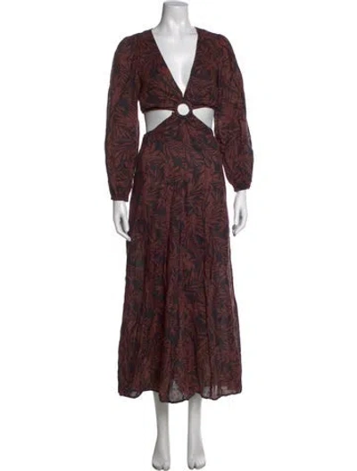 Pre-owned Dissh Floral Print Long Dress In Black
