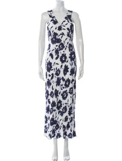 Pre-owned Dissh Floral Print Long Dress In Blue