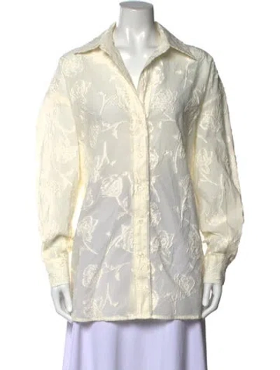 Pre-owned Dissh Floral Print Long Sleeve Button-up Top In Neutrals