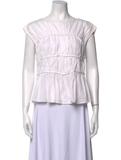 Pre-owned Dissh Flynn Tiered Fathered Scoop Neck Top In White