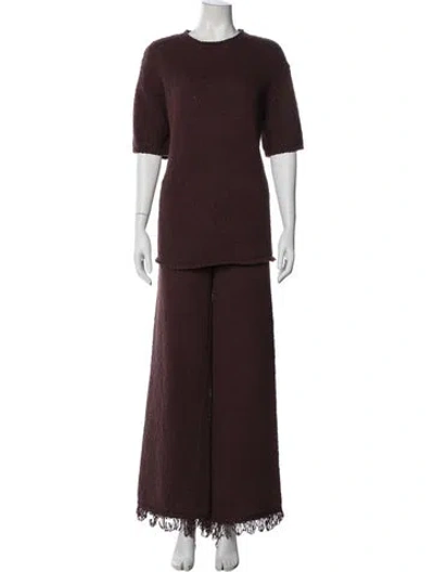 Pre-owned Dissh Fringe Trim Accent Pant Set In Brown