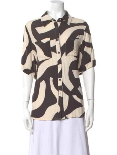 Pre-owned Dissh Graphic Print Short Sleeve Button-up Top In Multi