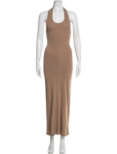 Pre-owned Dissh Halterneck Long Dress In Brown