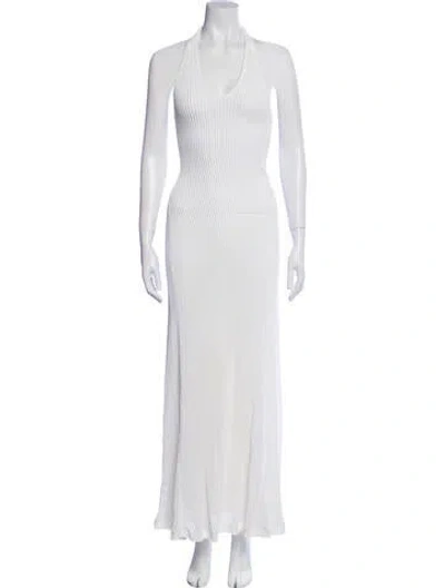 Pre-owned Dissh Halterneck Long Dress In White
