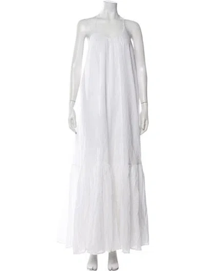 Pre-owned Dissh Halterneck Long Dress In White