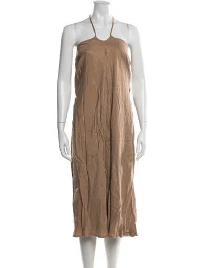 Pre-owned Dissh Halterneck Midi Length Dress In Brown