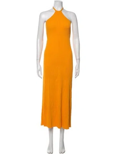 Pre-owned Dissh Halterneck Midi Length Dress In Orange