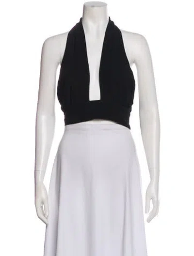 Pre-owned Dissh Halterneck Sleeveless Crop Top In Black
